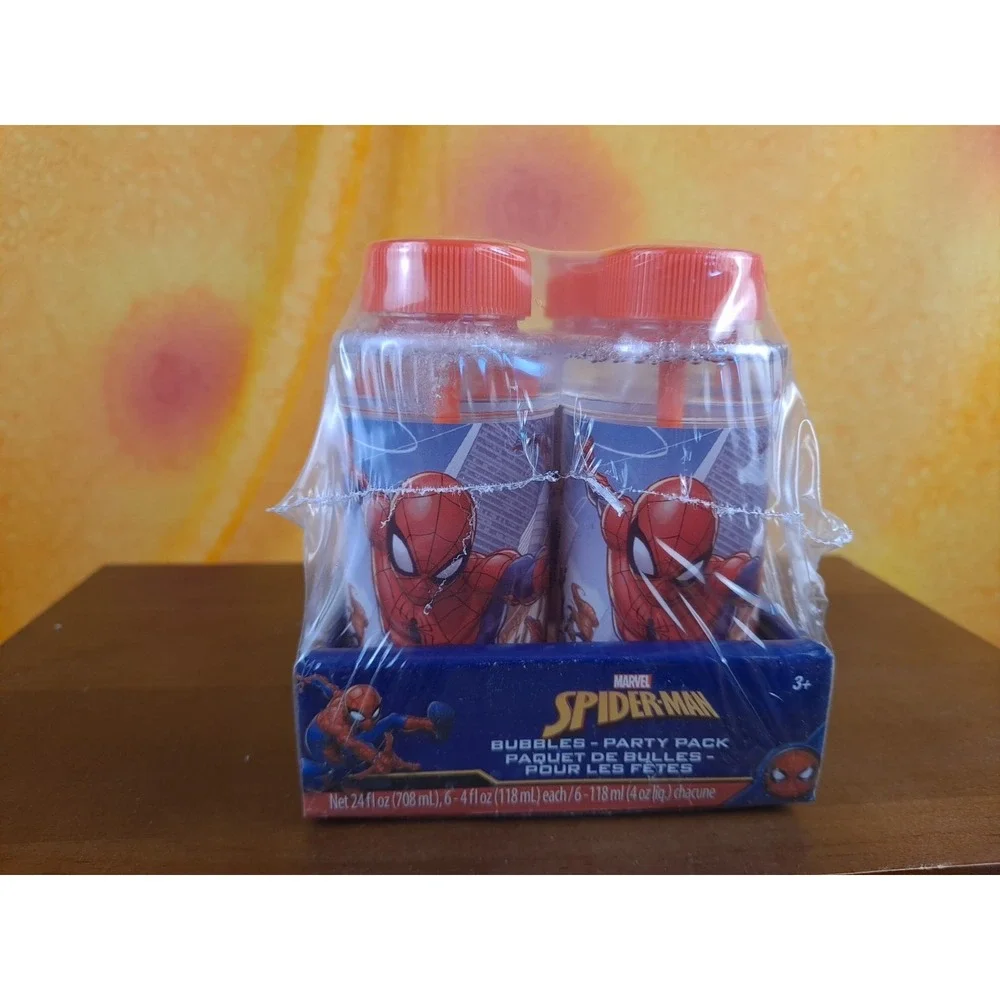 Set Of 6 Marvel‎ Spider-Man Party Pack Bubbles 4oz Spiderman Labeled Bottles